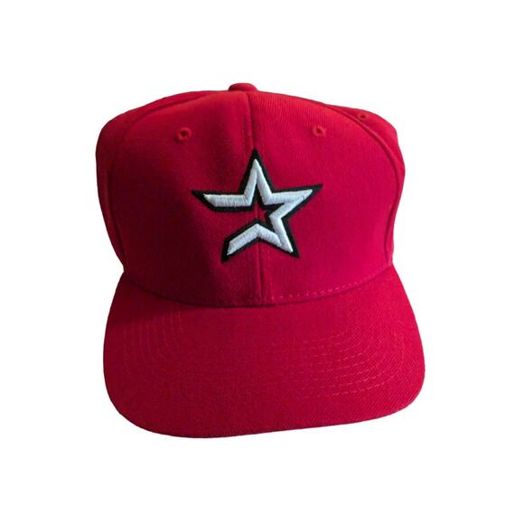 Vintage Houston Astros Hat New Era Snap Back Wool Red Baseball H Kap Star - Picture 1 of 12